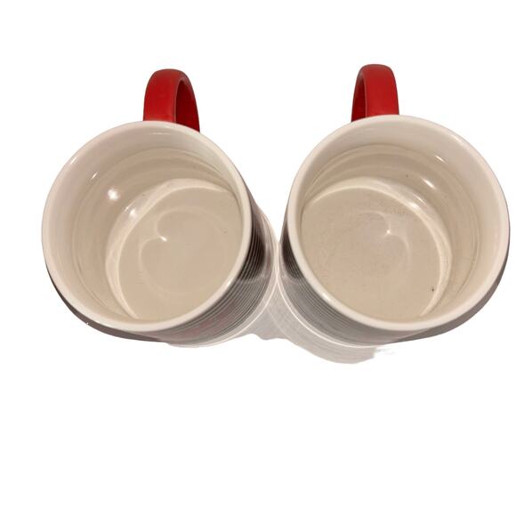 Pair Disney Mickey Mouse Mug Large 28 oz Red Black Striped - Picture 3 of 6